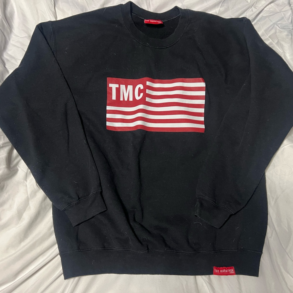 The Marathon Clothing Black and Red Crewneck Sweater